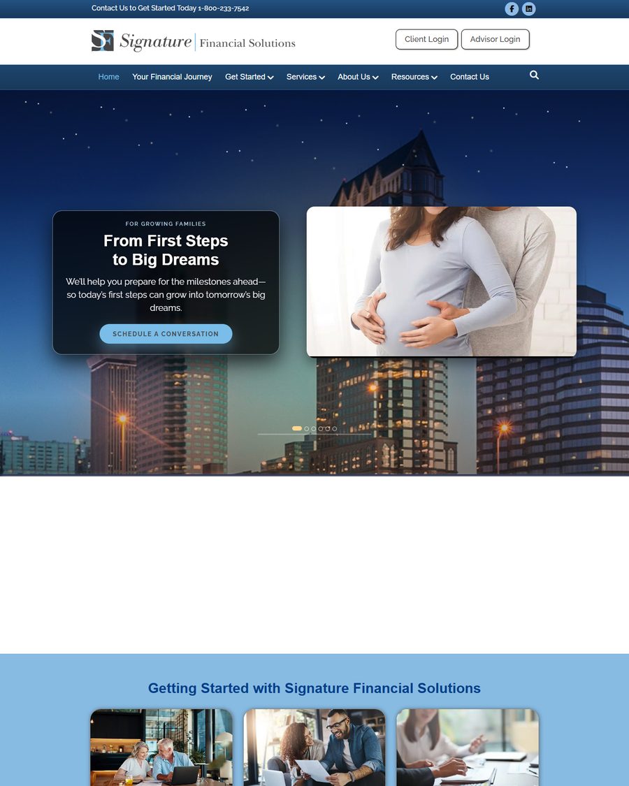 Signature Financial Solutions before redesign